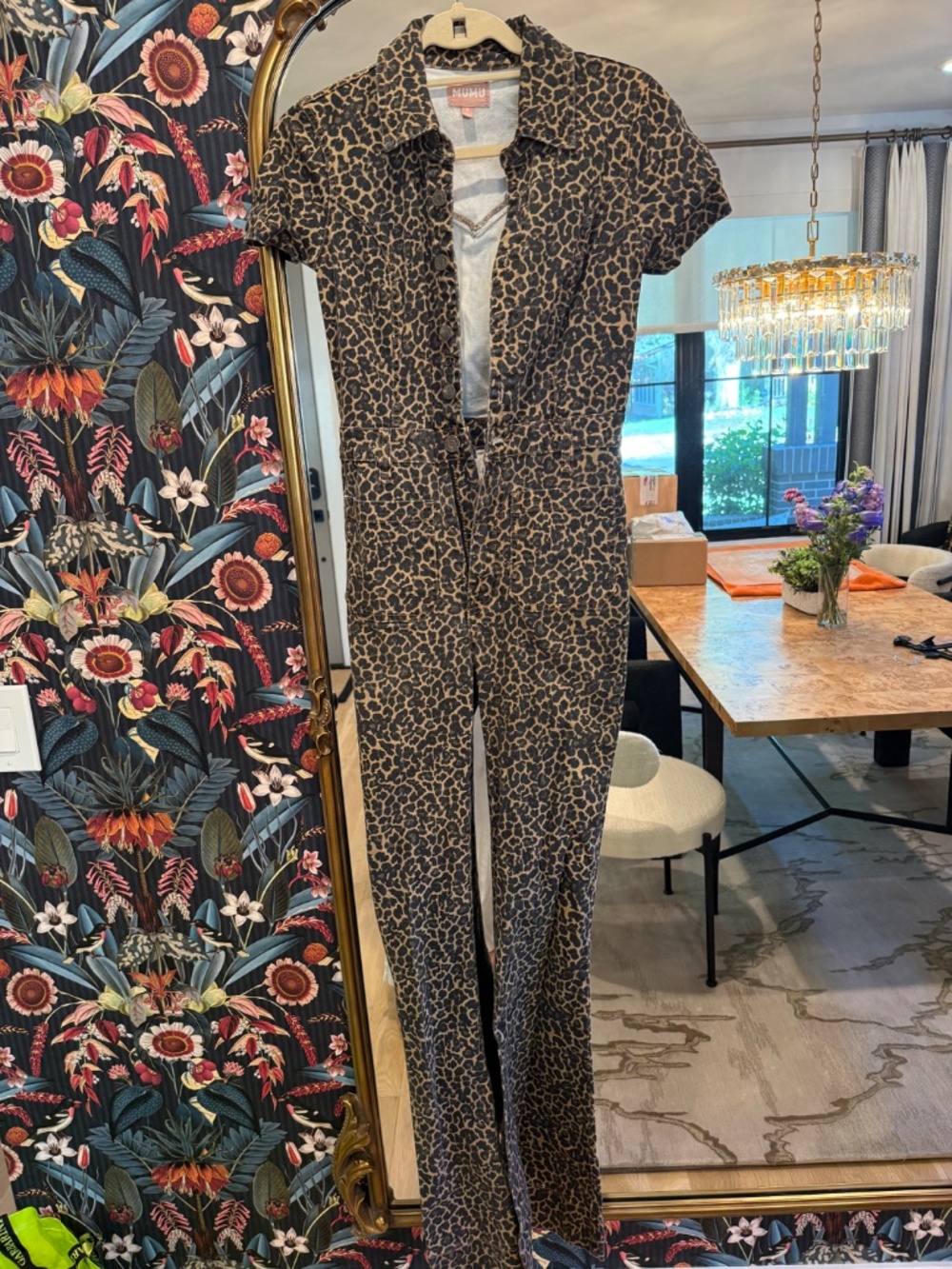 Show me your mumu cheetah denim jumpsuit - Picture 2 of 6